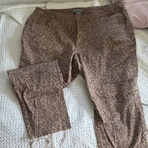 Democracy Brown Leopard Print Ankle Jeans